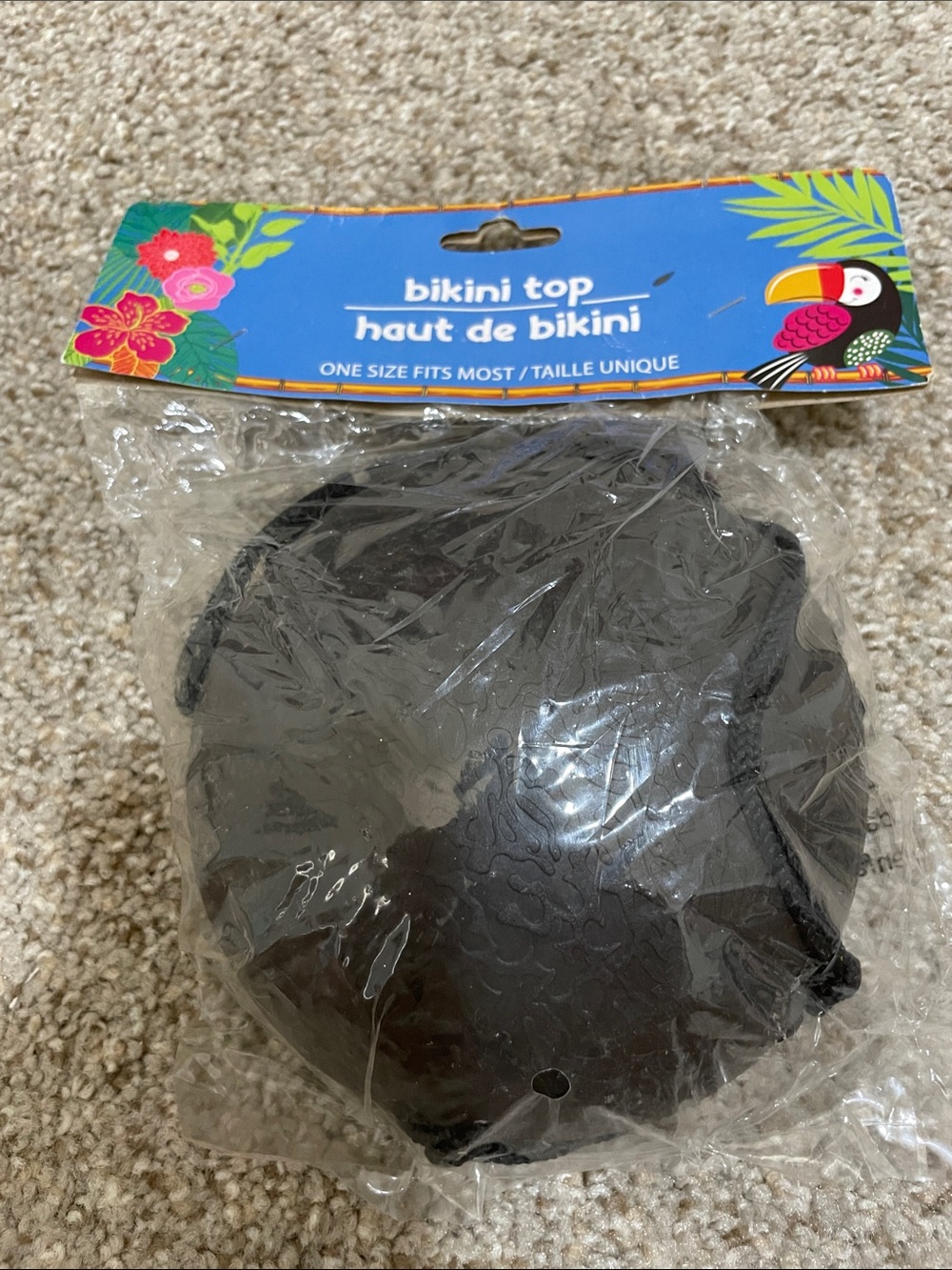 Black hard plastic coconut shell Bikini Top - New Hawaiian luau beach